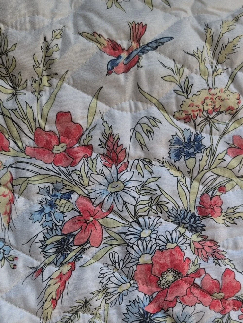Jessica Simpson Floral Birds Quilt Coverlet With Shams Microfiber Full Size